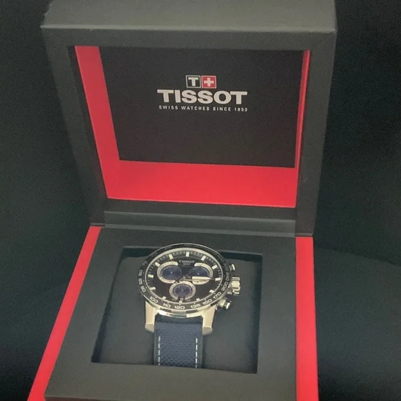 Tissot Men's Black and Blue Chronograph Watch